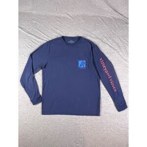 Vineyard Vines Mens Long Sleeve Lacrosse Graphic Spell-out Pocket T-Shirt Small
